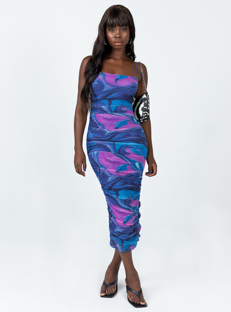 Holloway Wishes Midi Dress Blue Swirl